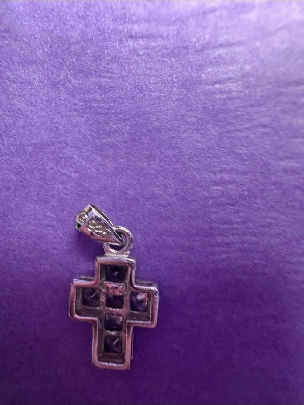 Sterling Silver Cross Pendant with Clear Stones - (pendant only) no chain - Picture 3 of 8